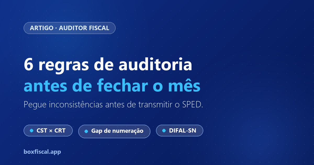Auditor fiscal automático: 6 regras antes de fechar o mês