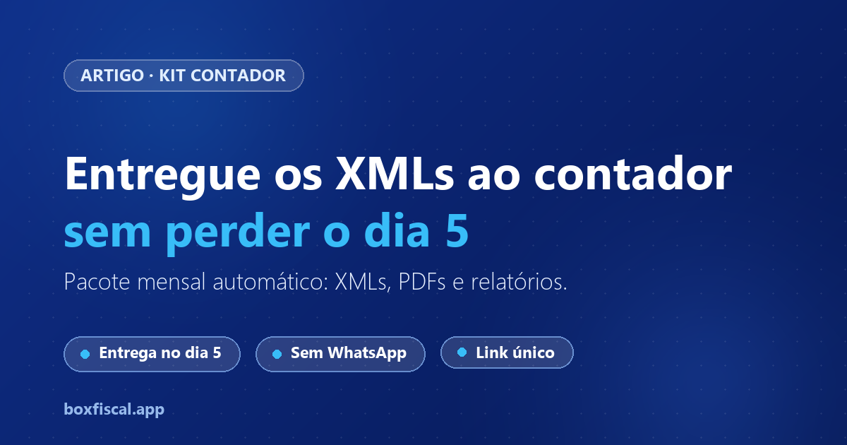Kit Contador Mensal: entrega XMLs ao contador sem perder o dia 5